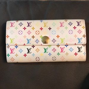 Louis Vuitton white multi colored Bifold wallet